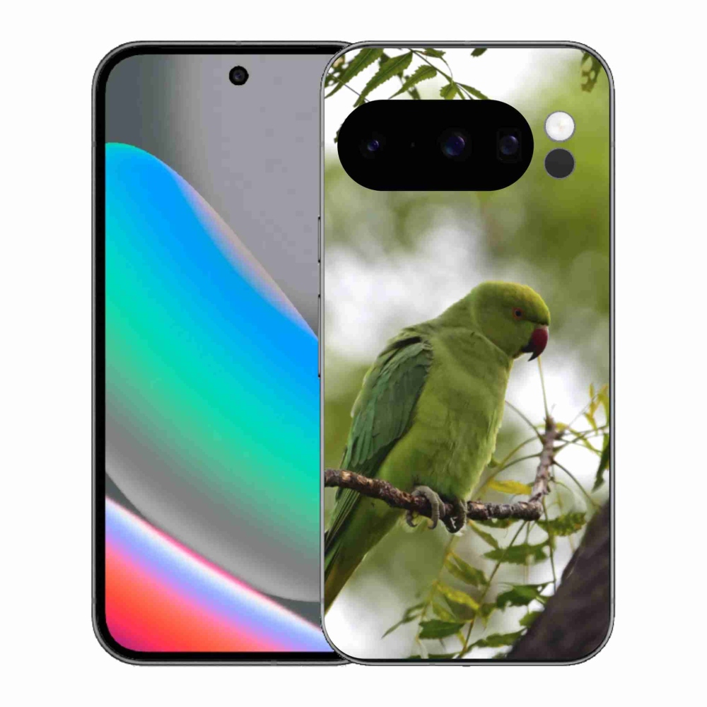 Zselés borítás mmCase a Google Pixel 10 Pro számára - zöld papagáj