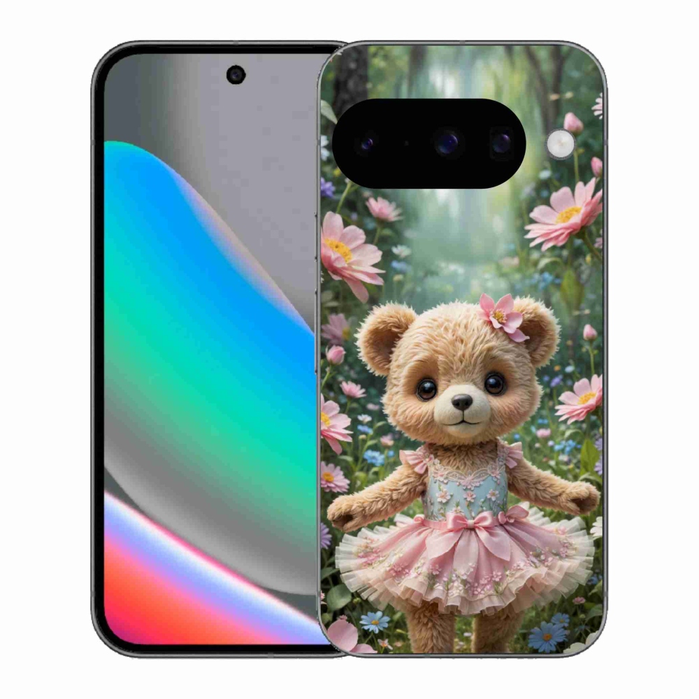 mmCase gél tok a Google Pixel 10-hez – aranyos mackó virágok között