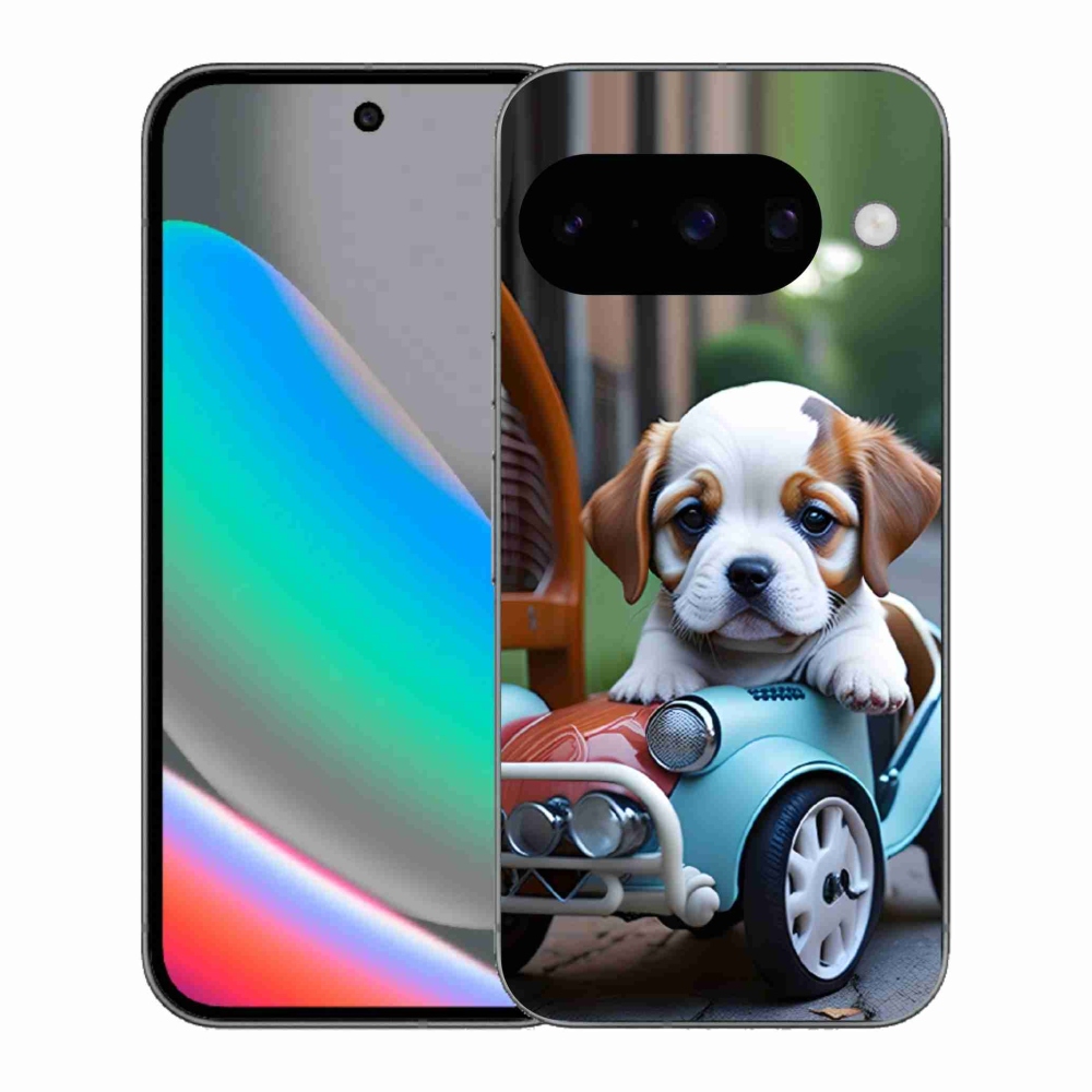 mmCase gél tok a Google Pixel 10-hez – kiskutya retro autóban