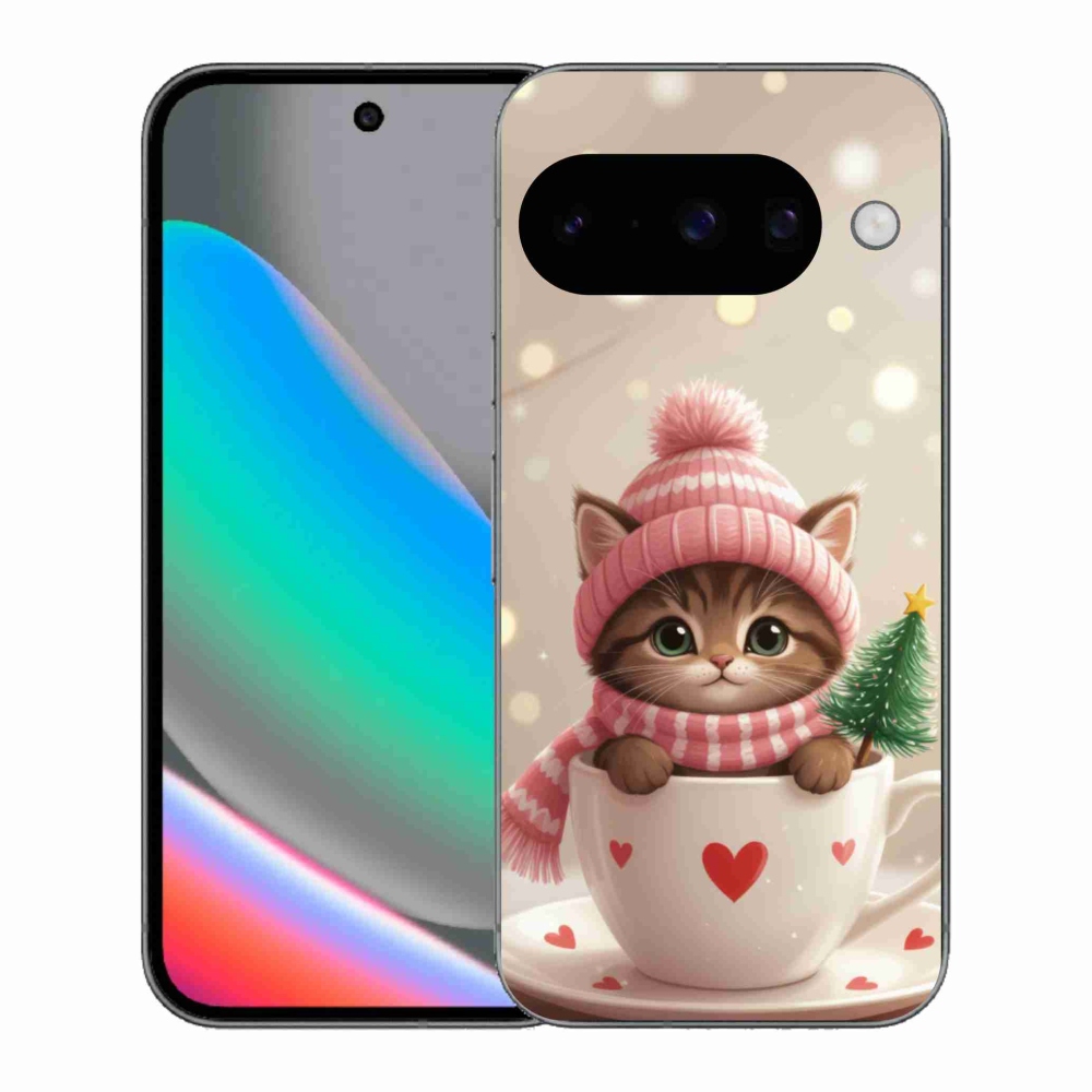 mmCase gél tok a Google Pixel 10-hez – karácsonyi cica csészében