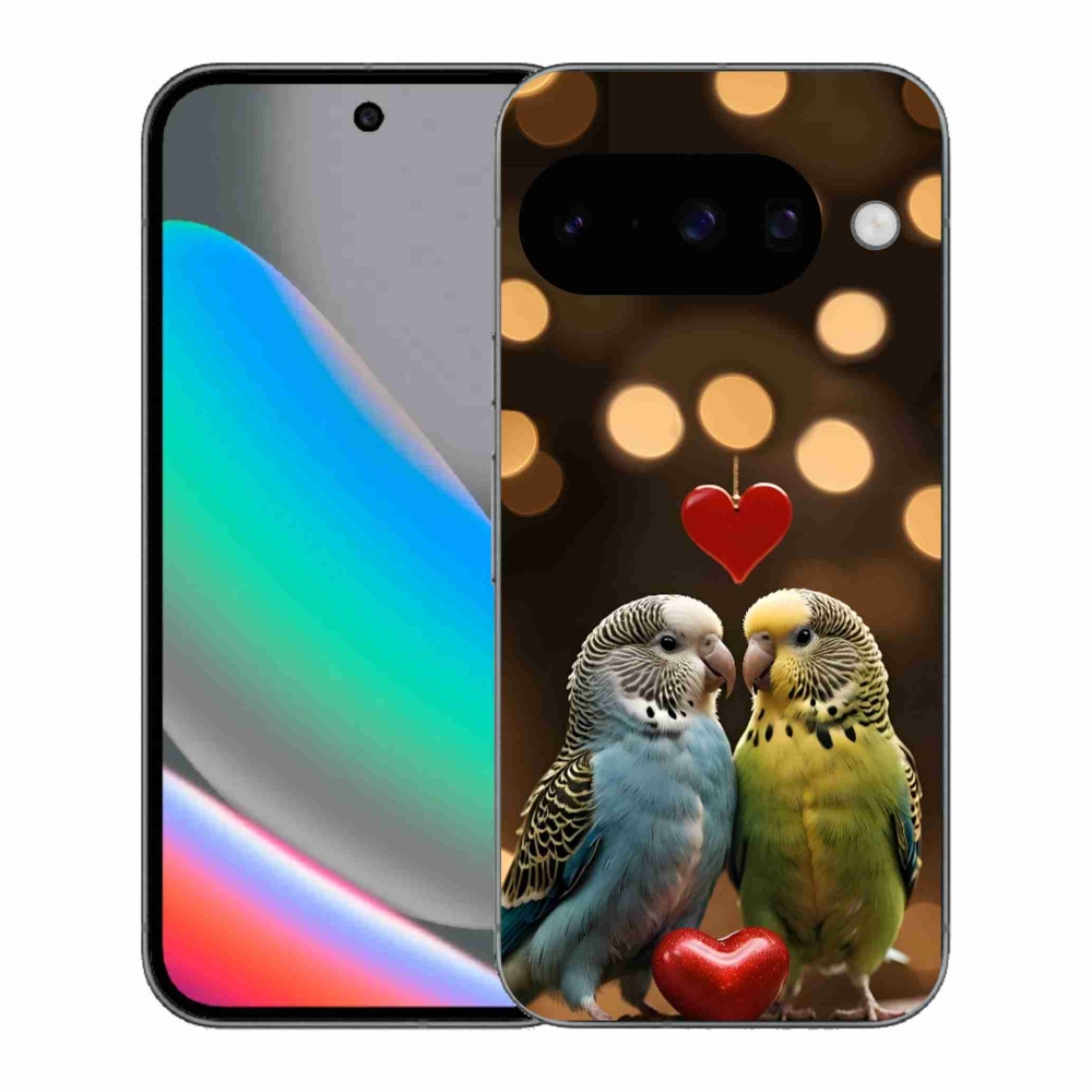 mmCase gél tok a Google Pixel 10-hez – szerelmes papagájok