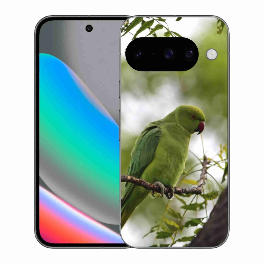 Zselés borítás mmCase a Google Pixel 10 számára - zöld papagáj