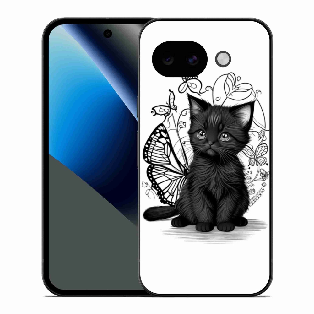 Gél védőhuzat mmCase a Google Pixel 10a készülékhez - fekete cica