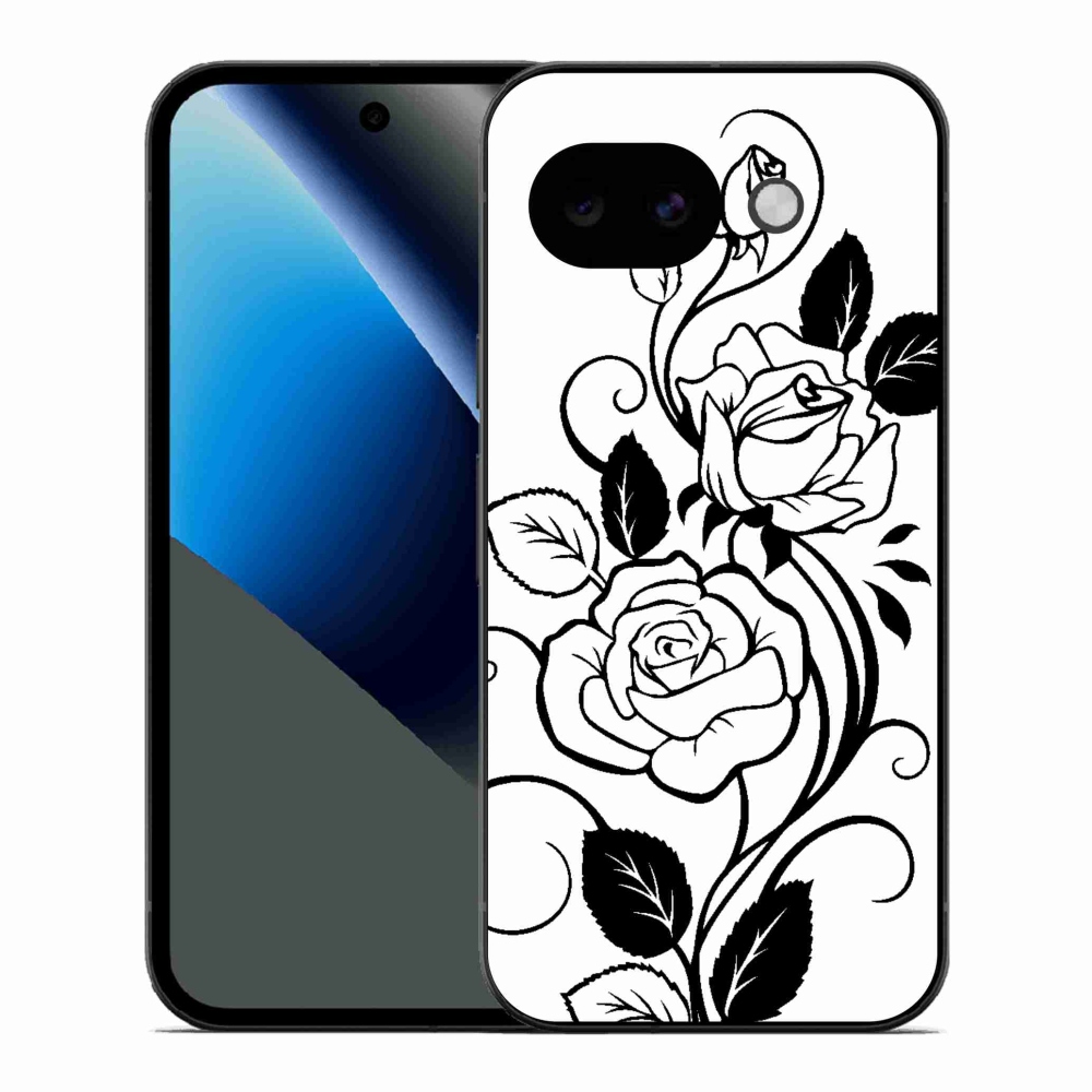 Zselés borítás mmCase a Google Pixel 10a számára - fekete és fehér rózsa