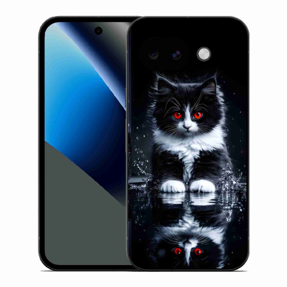 Zselés borítás mmCase a Google Pixel 10a számára - fekete-fehér cica