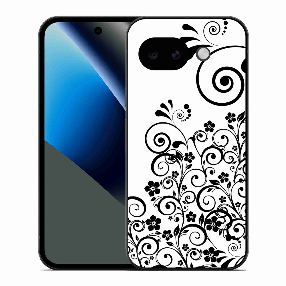 Zselés borítás mmCase a Google Pixel 10a készülékhez - fekete és fehér virágminták