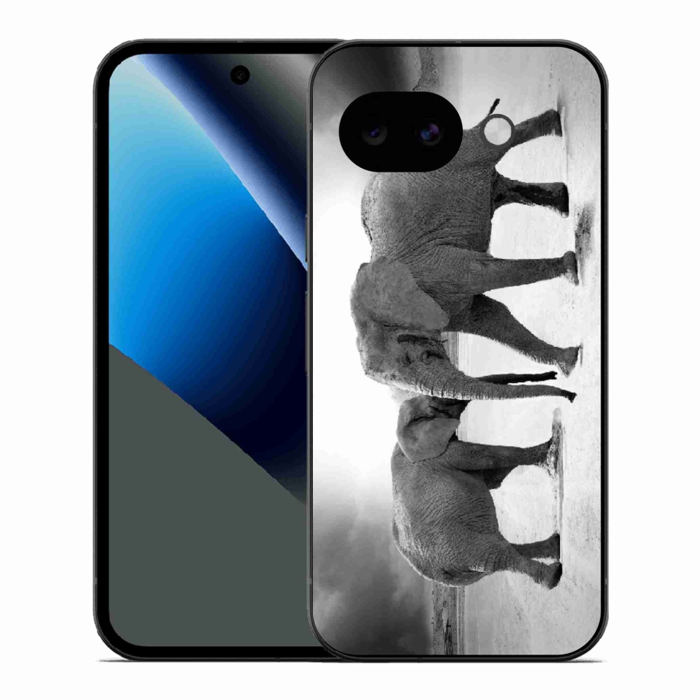 Gél borítás mmCase a Google Pixel 10a számára - fekete és fehér elefántok