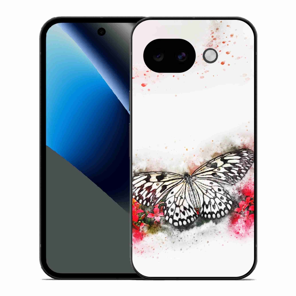 Zselés borítás mmCase a Google Pixel 10a számára - fekete-fehér pillangó