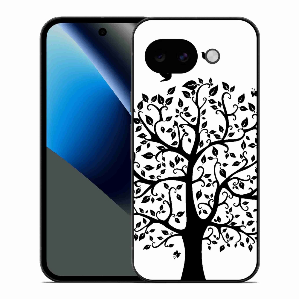 Zselés borítás mmCase a Google Pixel 10a számára - fekete és fehér fa