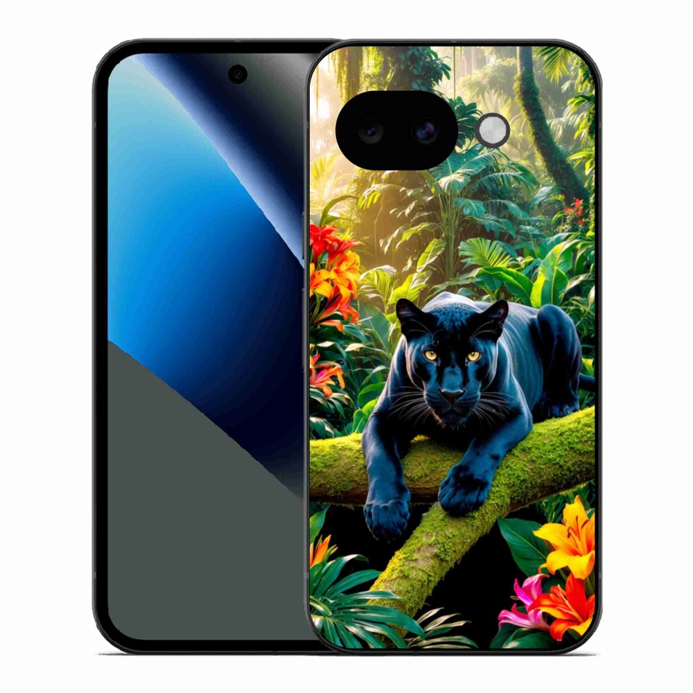 Gél borító mmCase a Google Pixel 10a számára - fekete párduc a dzsungelben