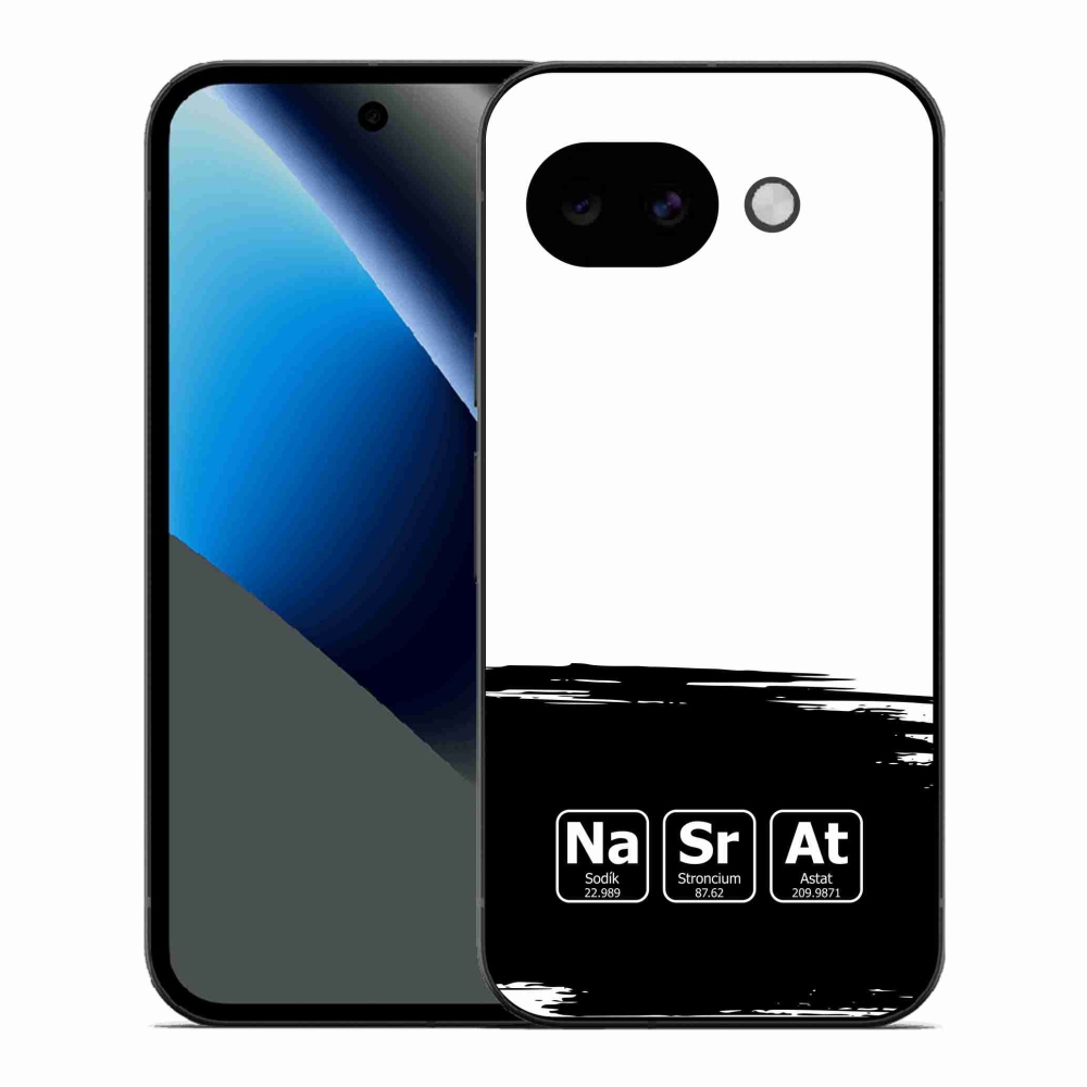 Gél borító mmCase a Google Pixel 10a - kémiai elemek fekete és fehér háttérrel