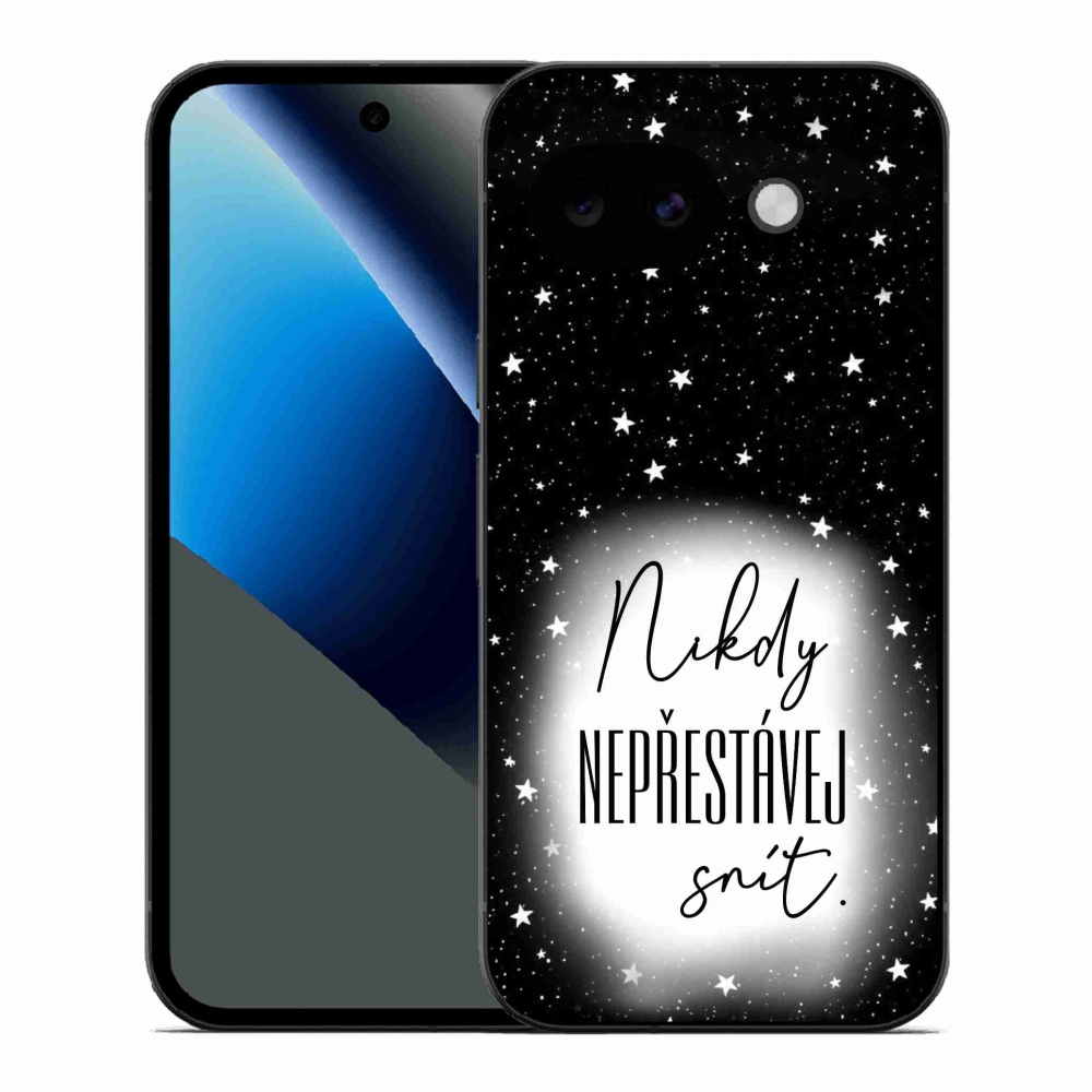 Gél borítás mmCase a Google Pixel 10a készülékhez - Idézet 1 fehér és fekete háttérrel