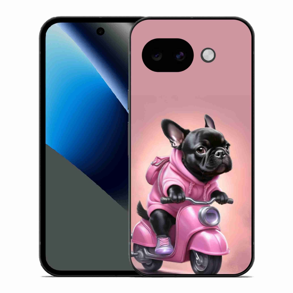 Gél borítás mmCase a Google Pixel 10a számára - Francia bulldog egy robogón