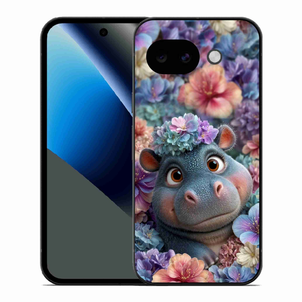 Zselés borítás mmCase a Google Pixel 10a számára - víziló virágokban