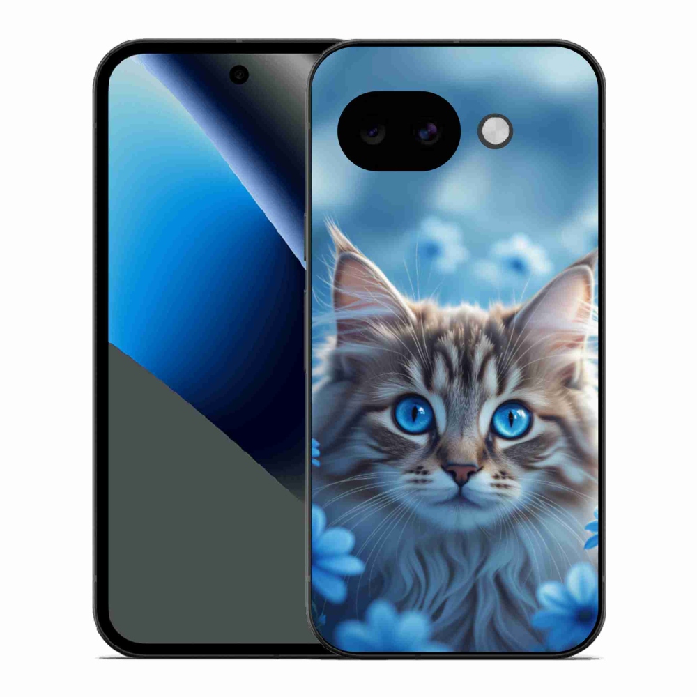 Gél védőhuzat mmCase a Google Pixel 10a készülékhez - kék virágos cica