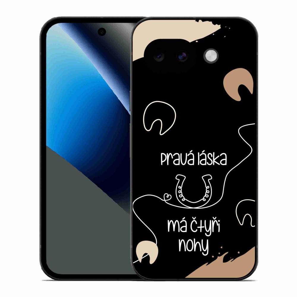 Gél borítás mmCase a Google Pixel 10a számára - ló motívum fekete háttérrel