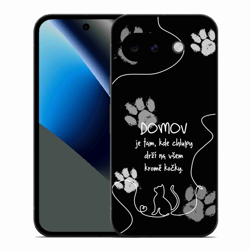 Gél borítás mmCase a Google Pixel 10a számára - macska motívum fekete háttérrel