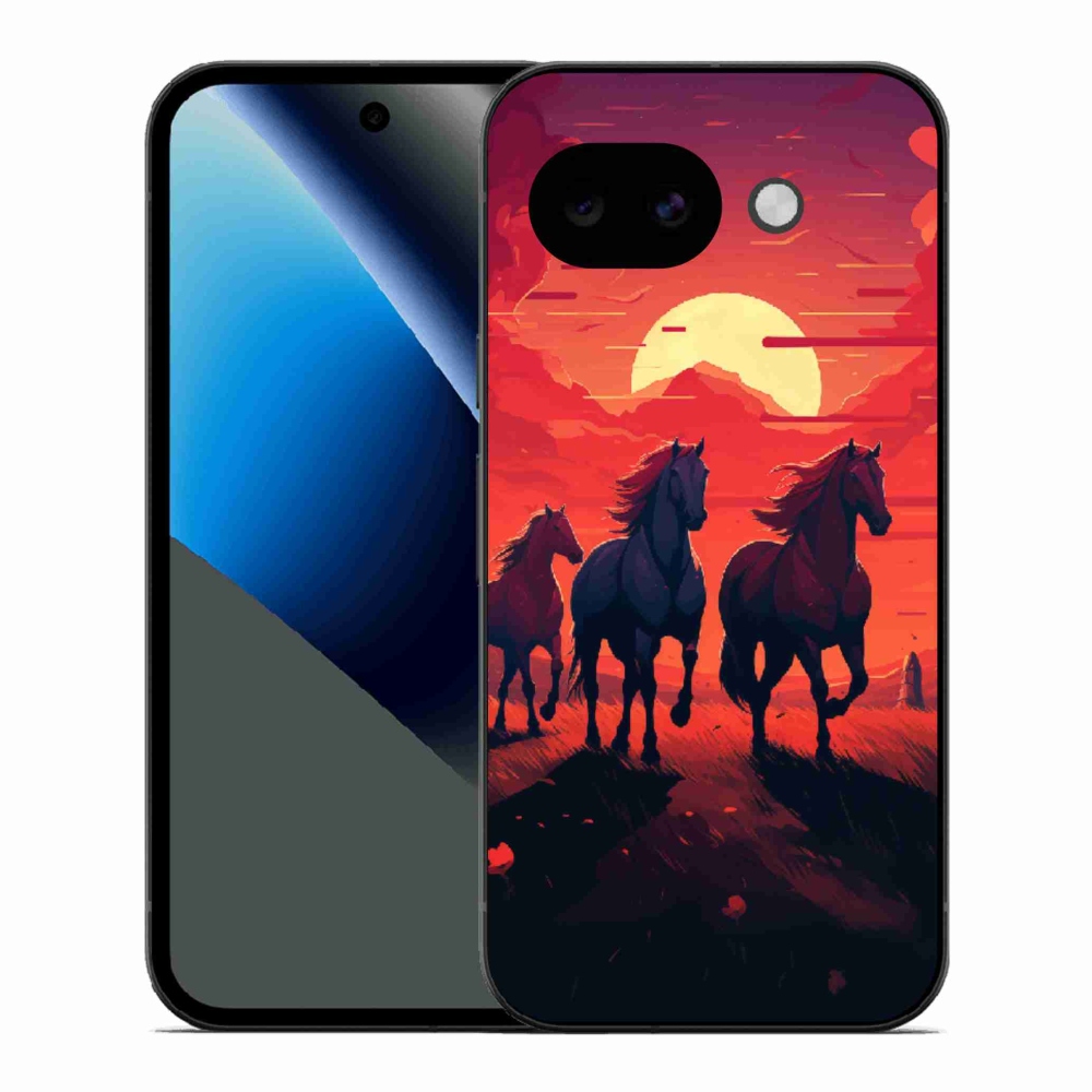 Gél borítás mmCase a Google Pixel 10a számára - lovak és naplemente