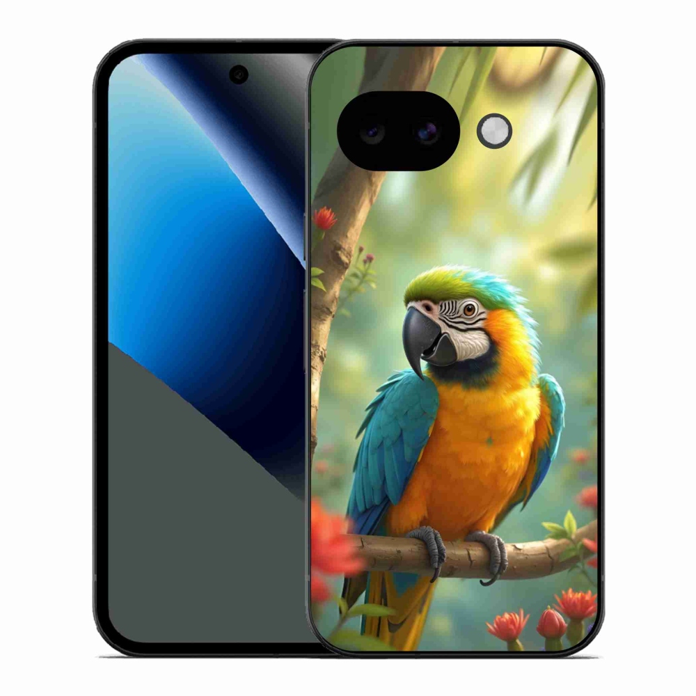 Zselés borítás mmCase a Google Pixel 10a készülékhez - papagáj ara kék és sárga