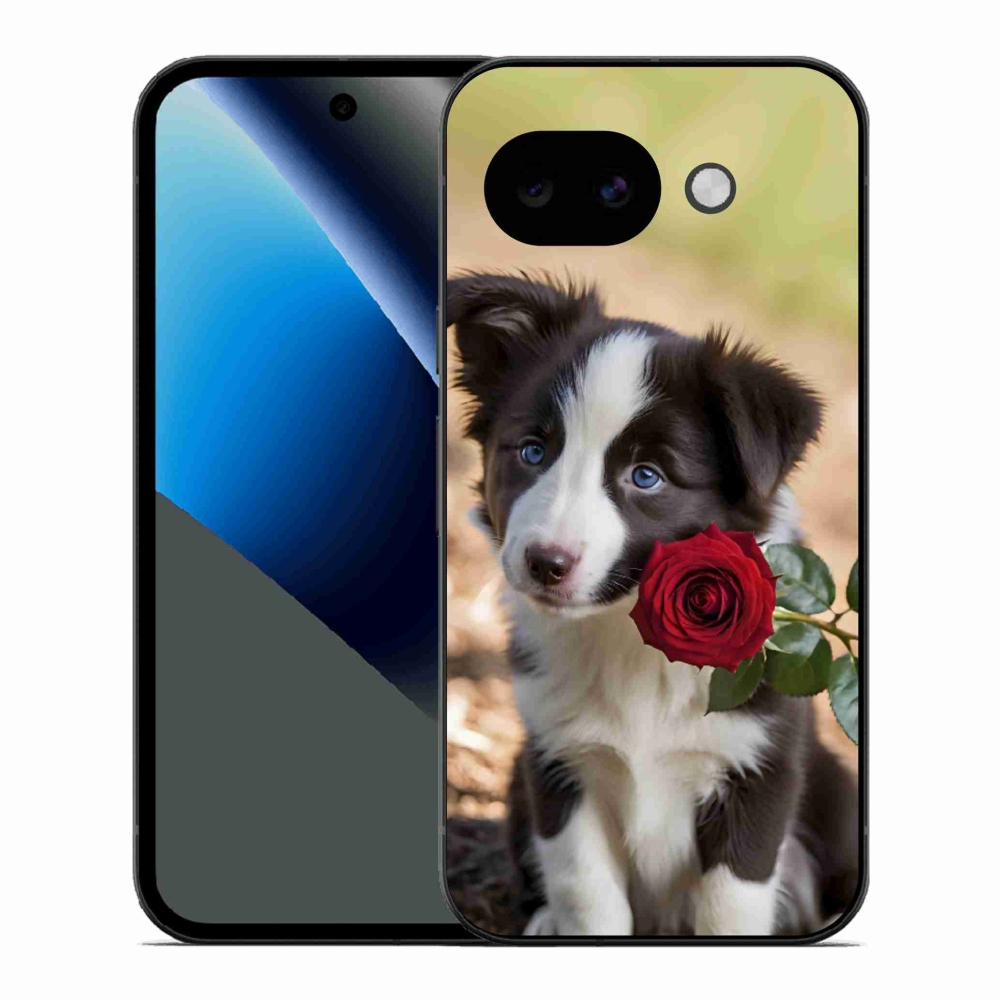 Gél borítás mmCase a Google Pixel 10a számára - aranyos border collie rózsával