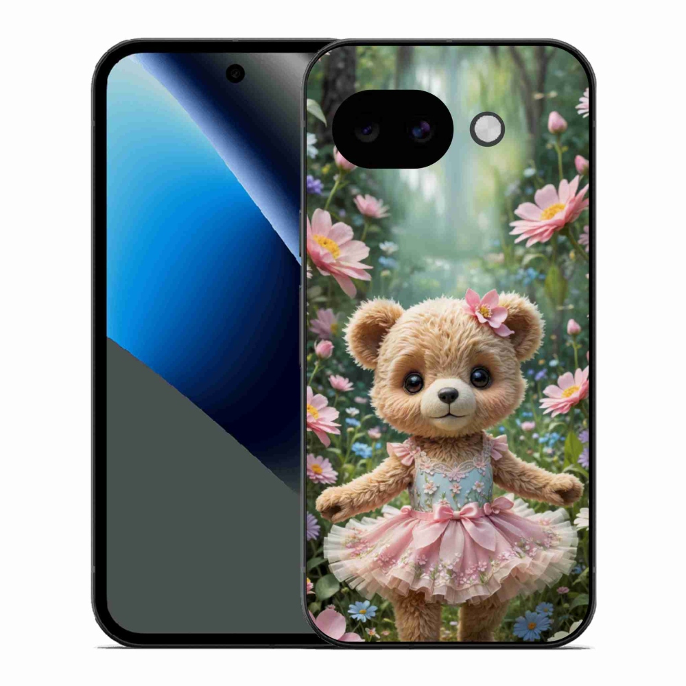 Gél borítás mmCase a Google Pixel 10a készülékhez - aranyos mackó virágokban