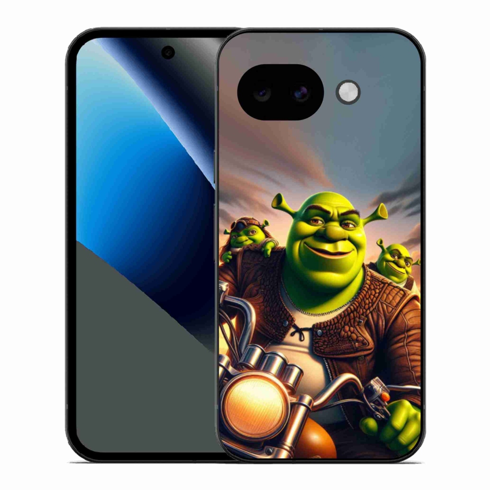 Gél borítás mmCase a Google Pixel 10a számára - Shrek egy motorkerékpáron