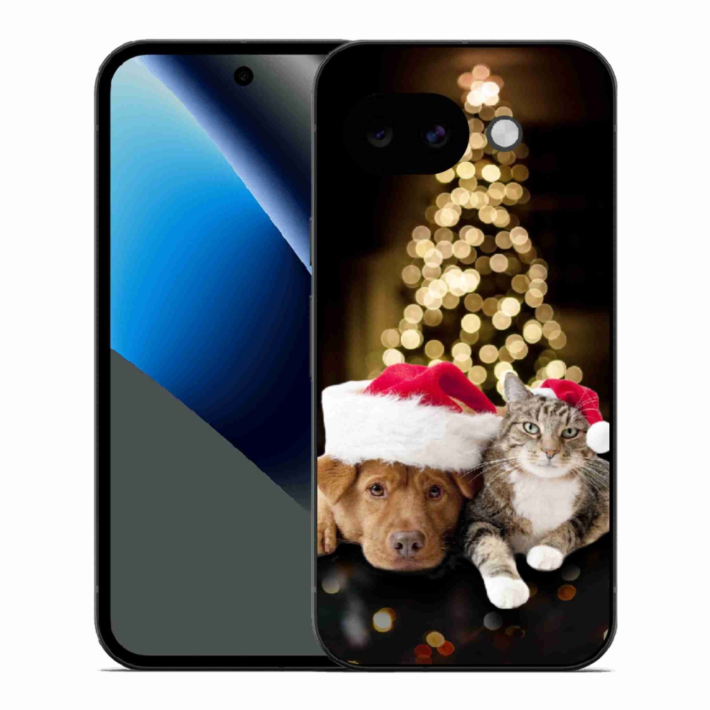Gél borítás mmCase a Google Pixel 10a számára - Karácsonyi kutya és macska