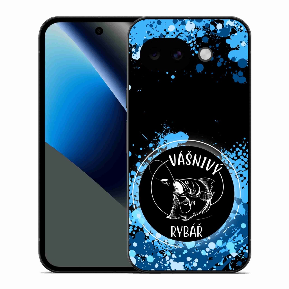 Gél borítás mmCase a Google Pixel 10a számára - szenvedélyes halász fekete háttérrel