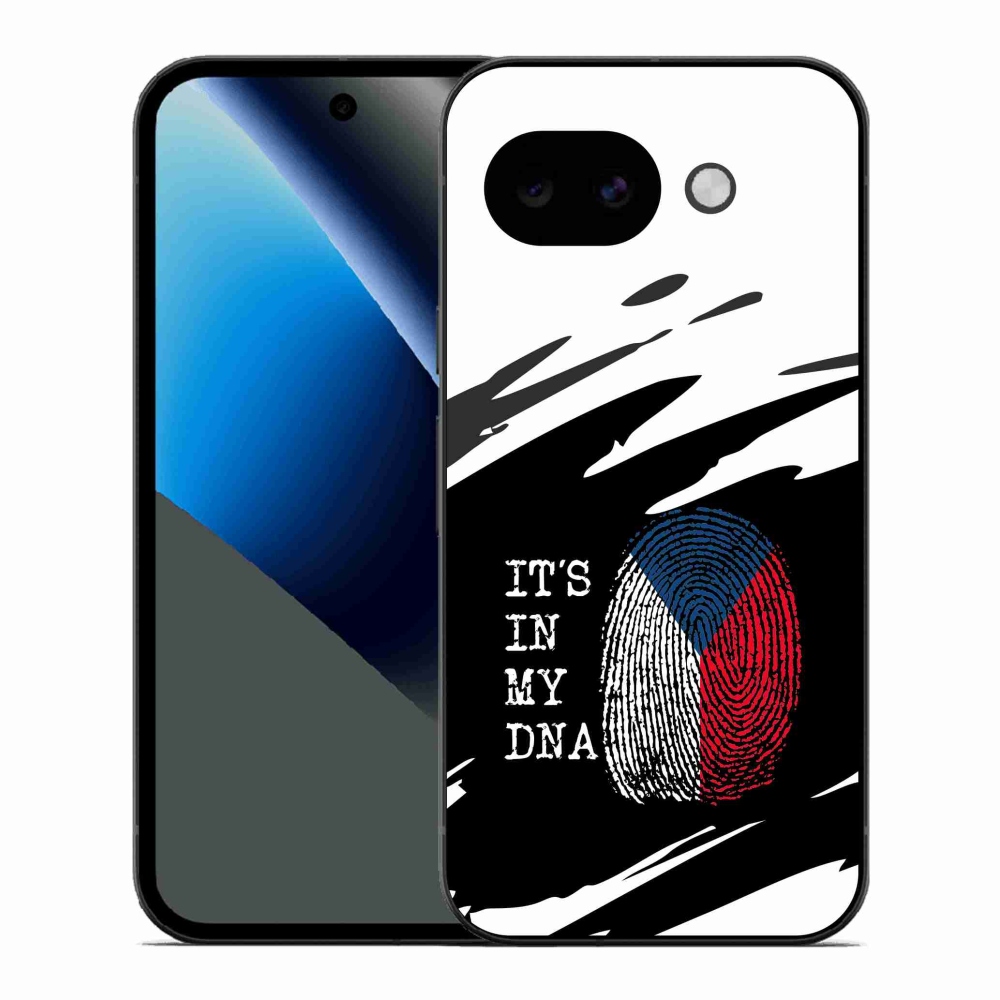 Zselés borítás mmCase a Google Pixel 10a számára - zászlós ujjlenyomat fekete és fehér háttérrel