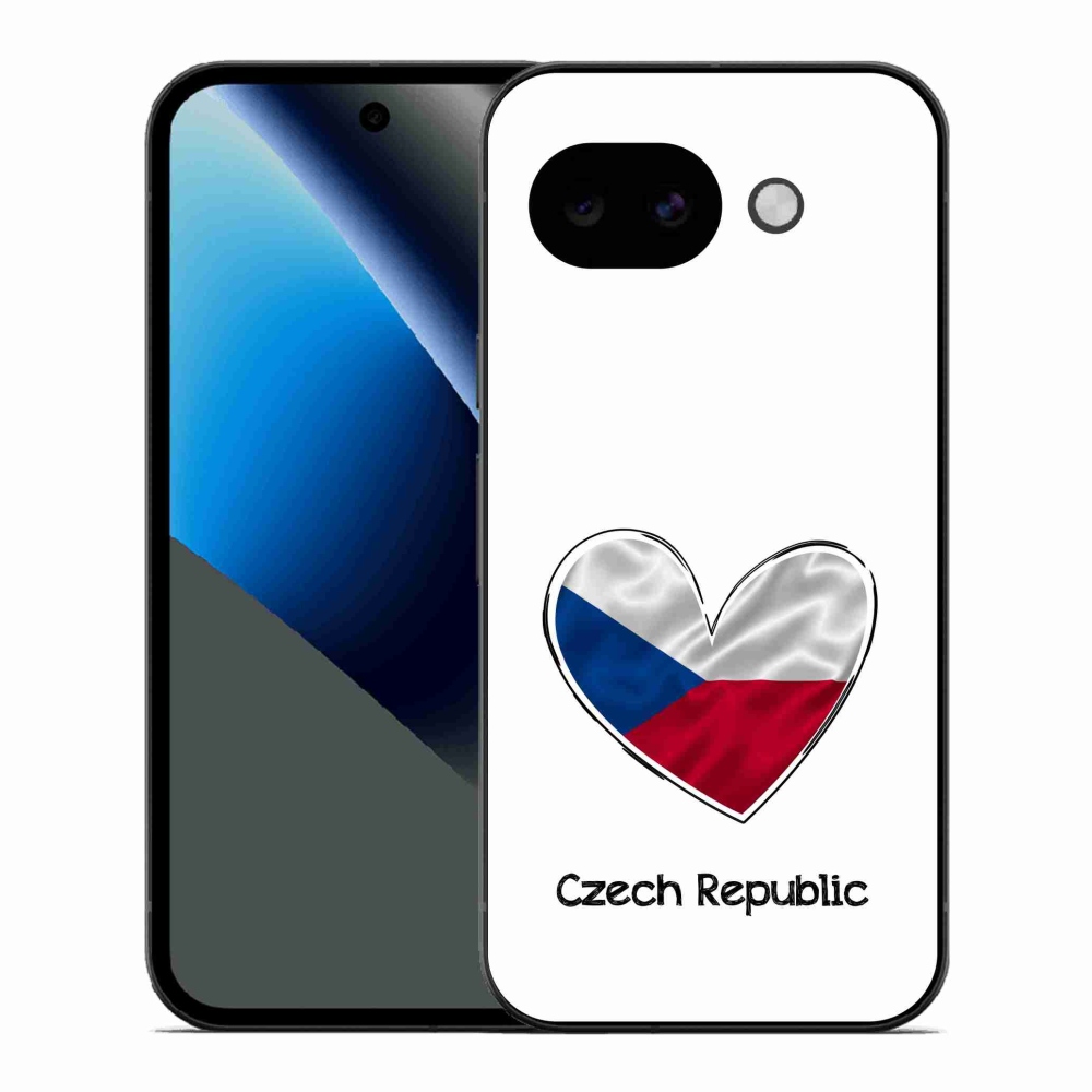 Zselés borítás mmCase a Google Pixel 10a számára - zászlós szív fehér háttérrel