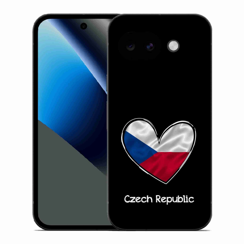 Zselés borítás mmCase a Google Pixel 10a számára - zászlós szív fekete háttérrel