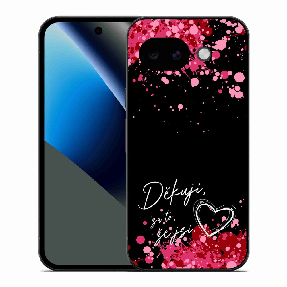 Gél borító mmCase a Google Pixel 10a készülékhez - text in love 2 fekete háttérrel