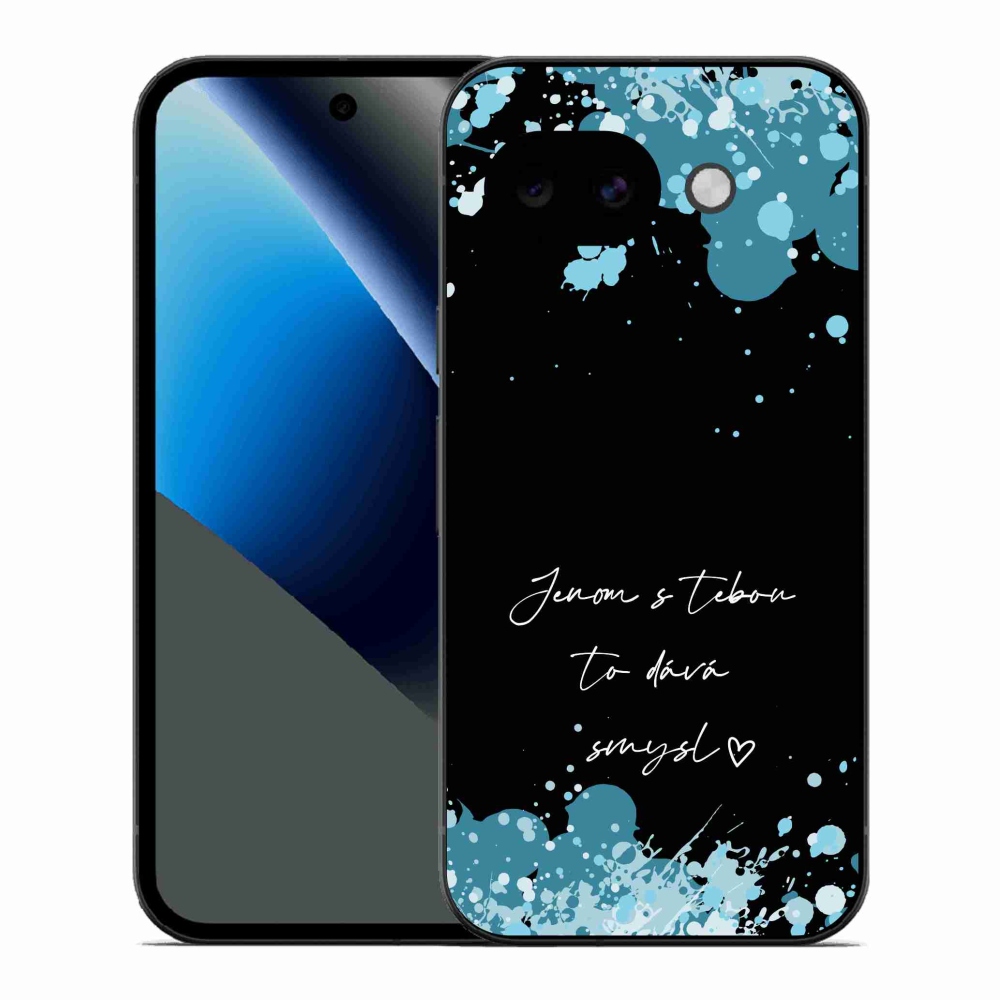 Gél borító mmCase a Google Pixel 10a számára - szerelmes szöveg fekete háttérrel