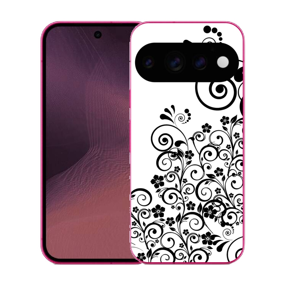 mmCase géltok a Google Pixel 11-hez – fekete-fehér virágminták