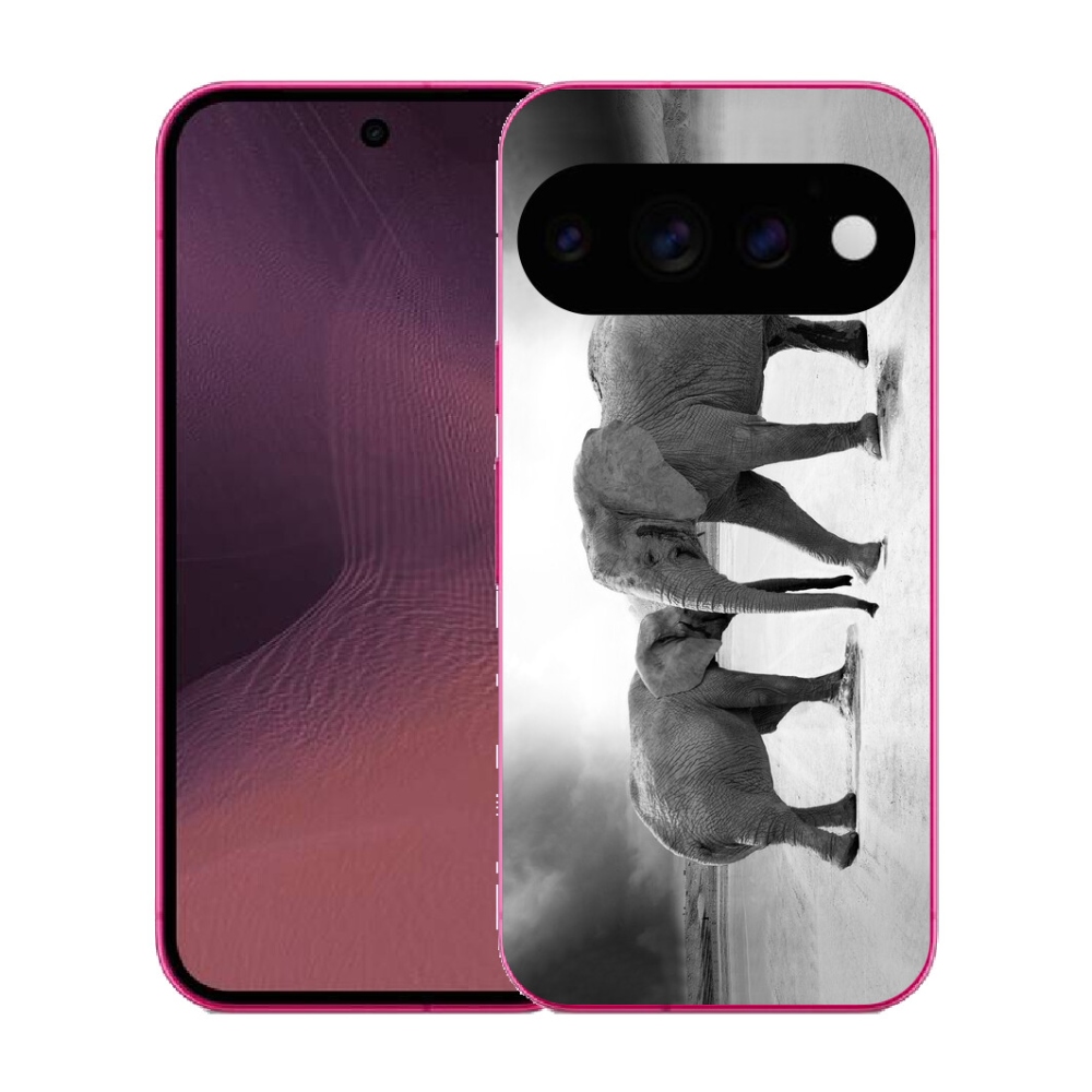 mmCase gél tok a Google Pixel 11-hez – fekete-fehér elefántok