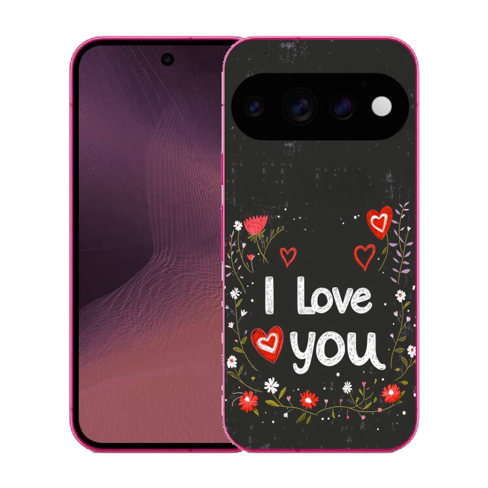 mmCase gél tok a Google Pixel 11-hez – „I love you” fekete háttérrel