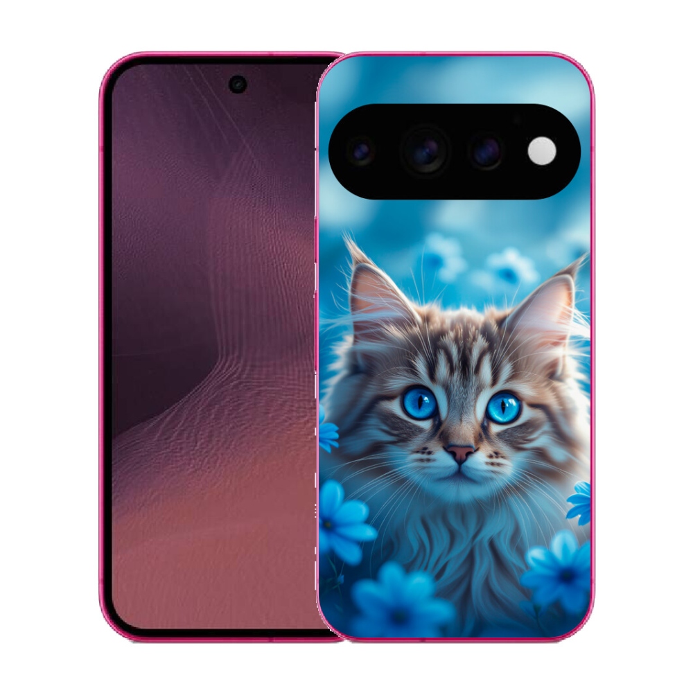 mmCase gél tok a Google Pixel 11-hez – kiscica kék virágok között