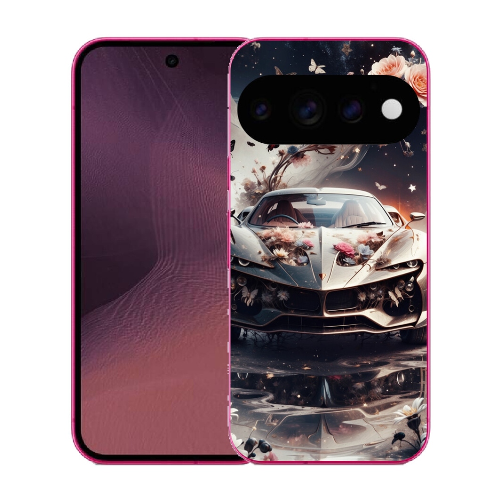 mmCase gél tok a Google Pixel 11-hez – virágos sportautó