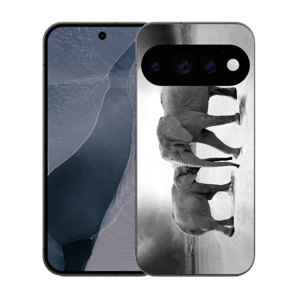 mmCase gél tok a Google Pixel 11 Pro-hoz – fekete-fehér elefántok