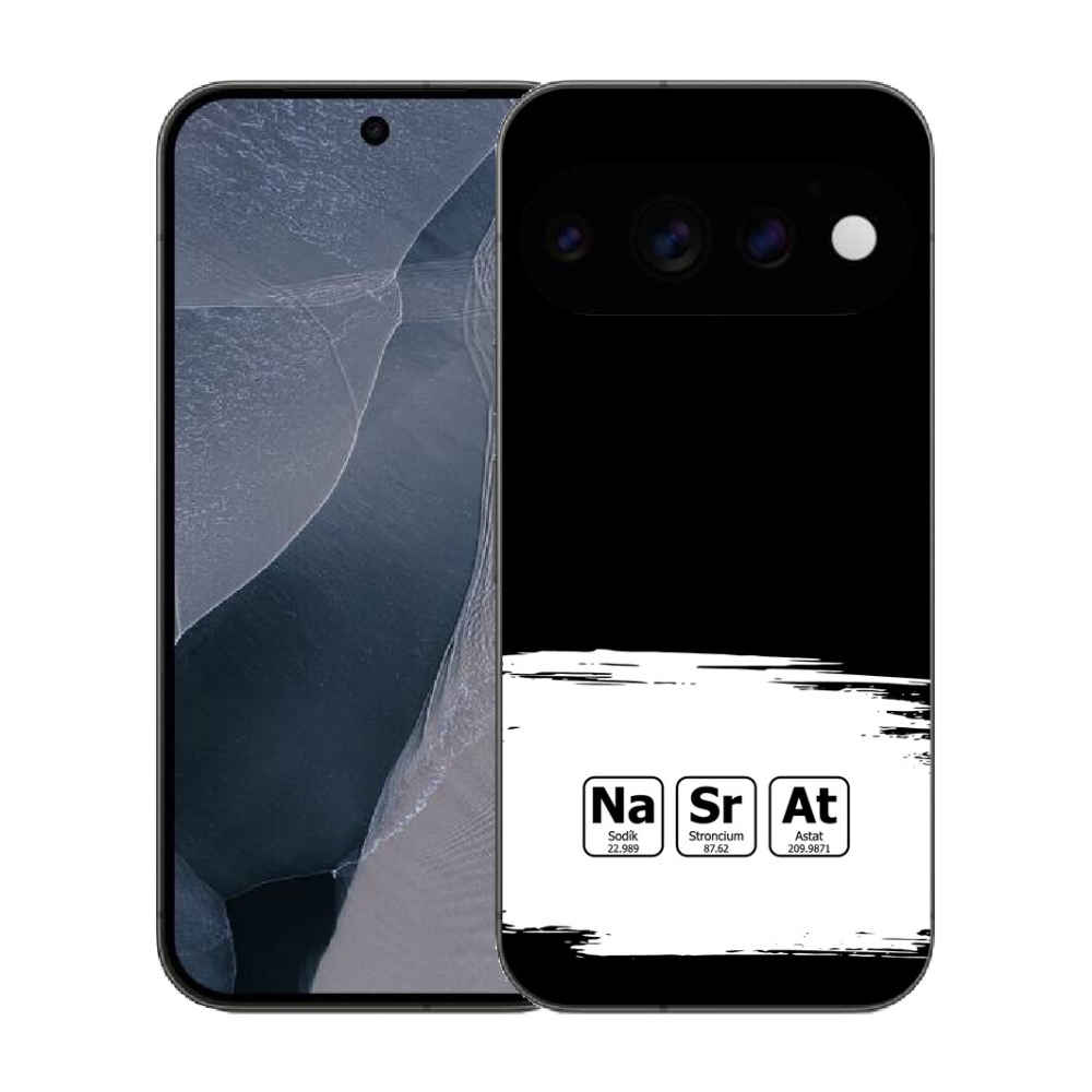 mmCase gél tok a Google Pixel 11 Pro-hoz – kémiai elemek fehér-fekete háttérrel