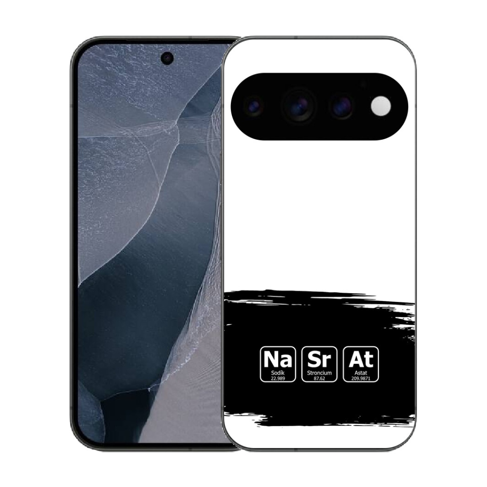 mmCase gél tok a Google Pixel 11 Pro-hoz – kémiai elemek fekete-fehér háttérrel