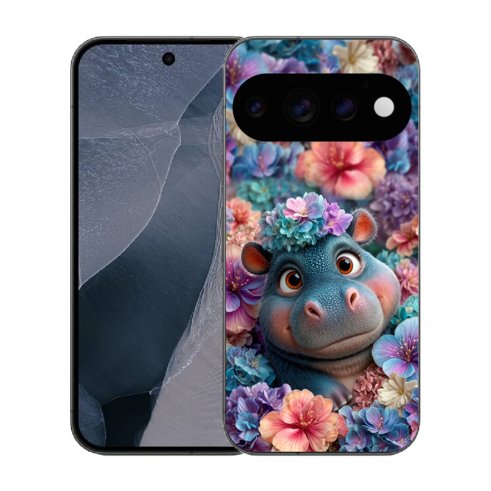 mmCase gél tok a Google Pixel 11 Pro-hoz – virágok között úszó kis víziló