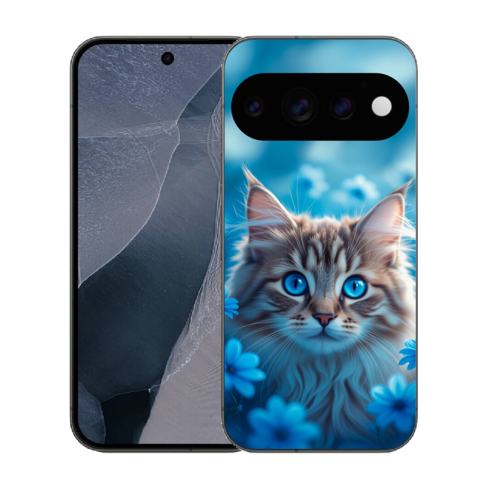 mmCase gél tok a Google Pixel 11 Pro-hoz – kiscica kék virágok között