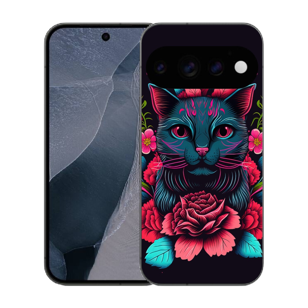 mmCase gél tok a Google Pixel 11 Pro-hoz – virágok és macska