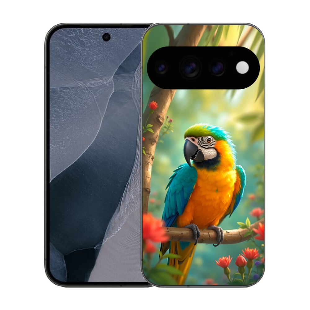 mmCase gél tok a Google Pixel 11 Pro-hoz – kék-sárga ara papagáj