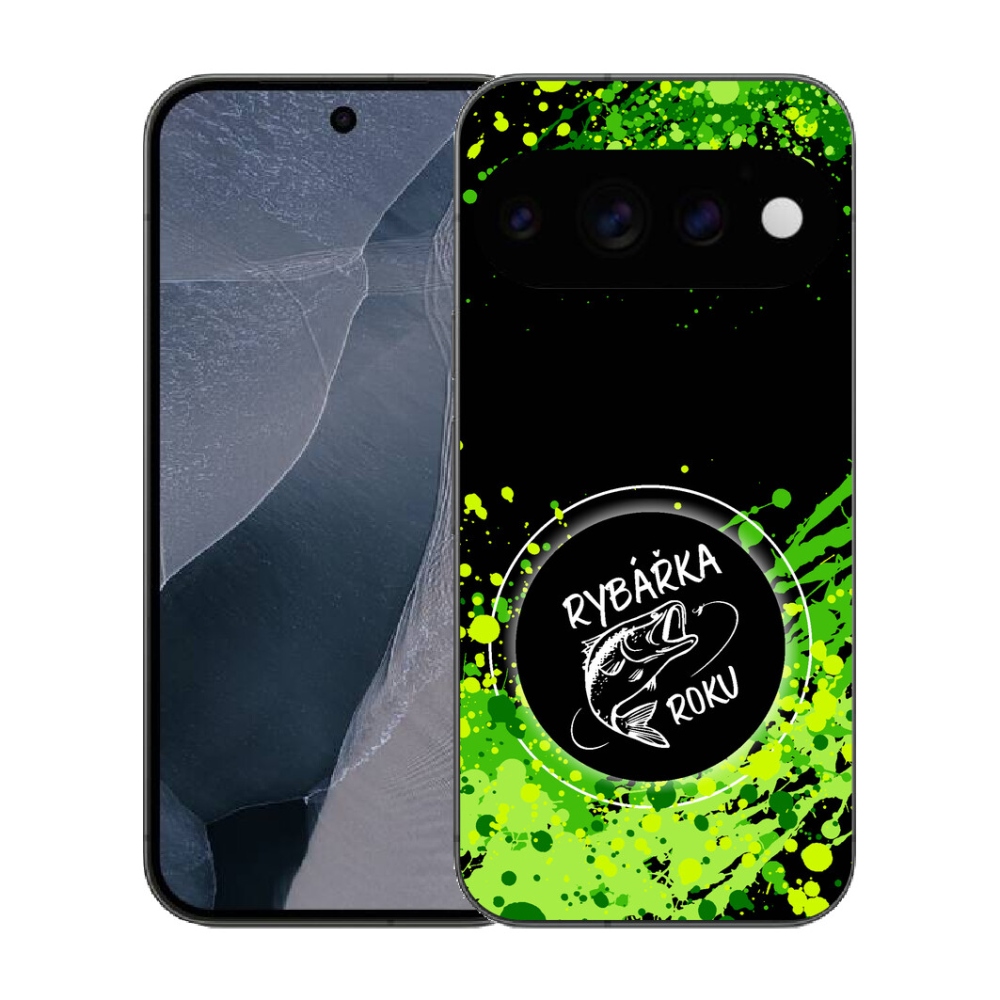 mmCase gél tok a Google Pixel 11 Pro-hoz – „Az év horgásznője” fekete háttérrel