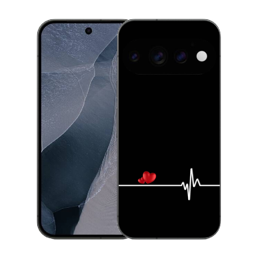 mmCase gél tok a Google Pixel 11 Pro-hoz – szív és pulzus fekete háttérrel