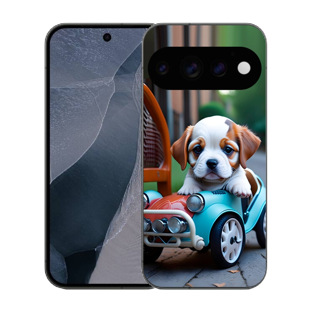 mmCase gél tok a Google Pixel 11 Pro-hoz – kiskutya egy retro autóban