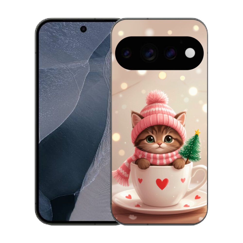 mmCase gél tok a Google Pixel 11 Pro-hoz – karácsonyi cica egy csészében