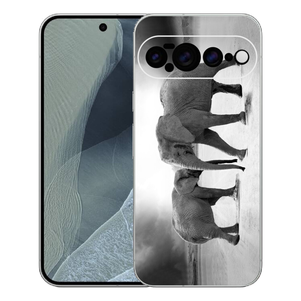 mmCase gél tok a Google Pixel 11 Pro XL-hez – fekete-fehér elefántok